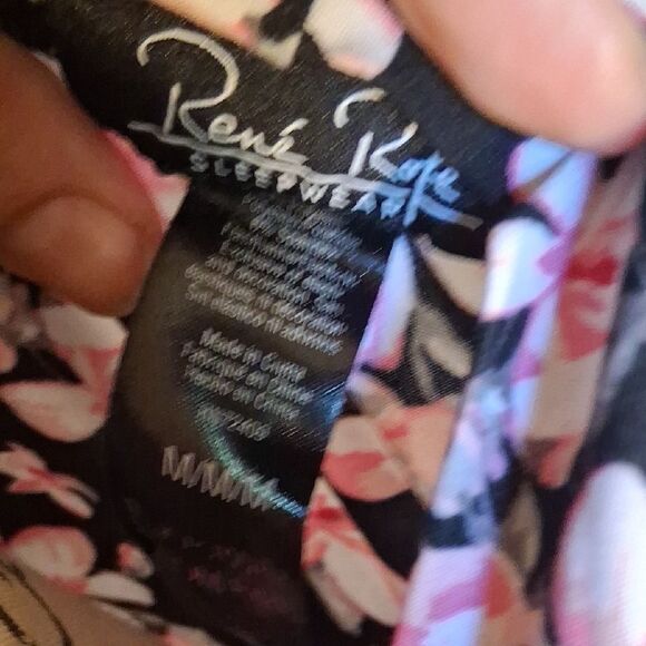 Renè Rofè Floral Black and Pink Nightgown Kimono Set Size Medium - Picture 12 of 12